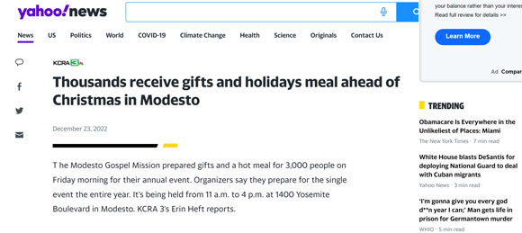 Thousands receive gifts and holidays meal ahead of Christmas in Modesto - Yahoo News
